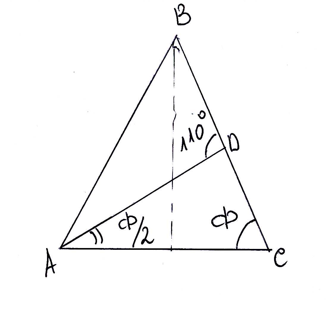 На рисунке в равнобедренном треугольнике abc с основанием ac угол в равен 120 а высота