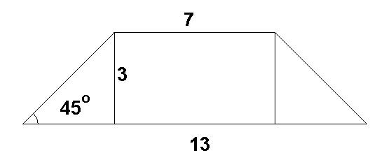 Равнобедренный с основанием угол 45. Площадь трапеции формула с углом 45 градусов.