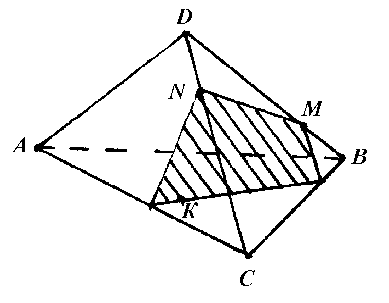 Постройте тетраэдр dabc. Сечение тетраэдра MNK. Внутренняя точка грани тетраэдра. Изобразите тетраэдр DABC И отметьте точки m и n на ребрах bd. Сечение тетраэдра плоскостью MNK.